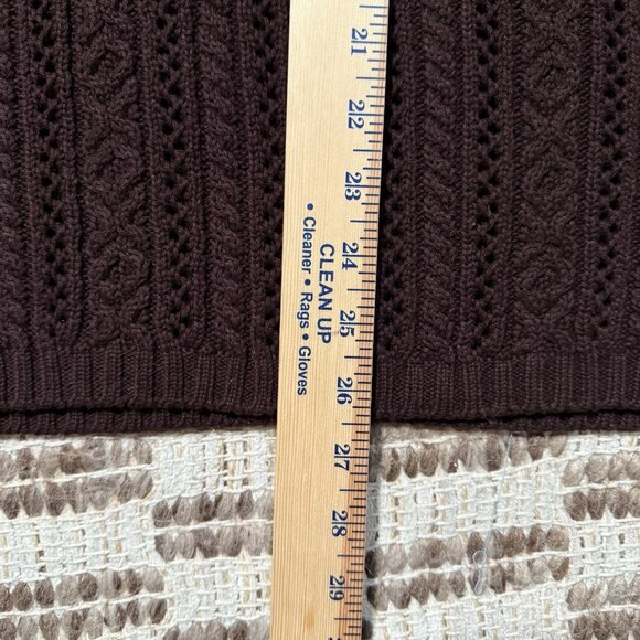 VTG Ralph Lauren Cable Knit V Neck Sweater Women’s XL Chocolate Brown 90s Y2K - Picture 7 of 7